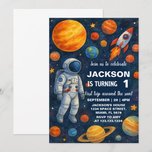 Buitenruimte 1e verjaardag uitnodiging (Voorkant / Achterkant)