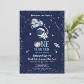 Buitenruimte 1ste verjaardag Astronaut Rocket I Kaart (Staand voorkant)