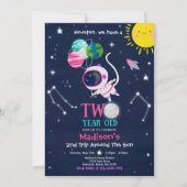 Buitenruimte 2e verjaardag Astronaut Rocket Kaart (Voorkant)