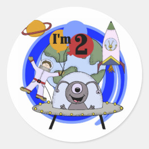 Buitenruimte 2e verjaardag T-shirts en geschenken Ronde Sticker