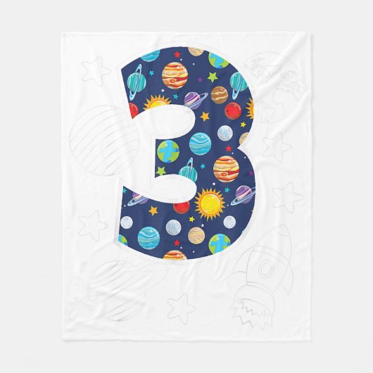 Buitenruimte 3 jaar oud 3e verjaardag jongens Gir Fleece Deken (Voorkant)