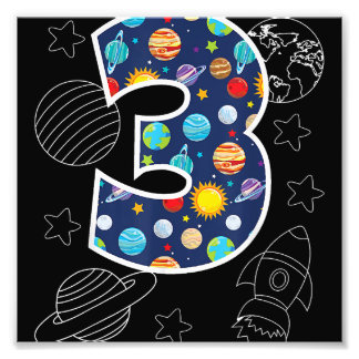 Buitenruimte 3 jaar oud 3e verjaardag jongens Gir Foto Afdruk