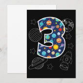 Buitenruimte 3 jaar oud 3e verjaardag jongens Gir Save The Date (Voorkant / Achterkant)