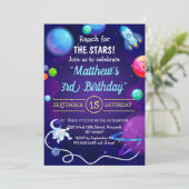 Buitenruimte 3rd Birthday Blue Astronaut Planet Kaart (Staand voorkant)