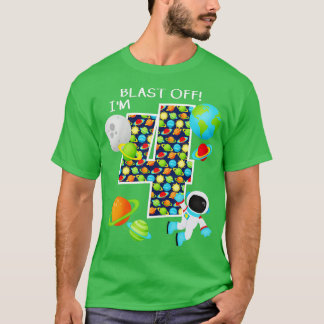 Buitenruimte 4e verjaardag 4 jaar oud zonnestelsel t-shirt