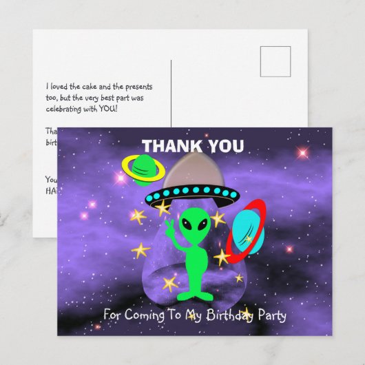 Buitenruimte Alien Geachte Kinderen Dank u Briefka Briefkaart (Voorkant / Achterkant)
