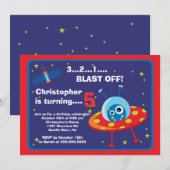 Buitenruimte Alien kinderen Birthday party uitnodi Kaart (Voorkant / Achterkant)