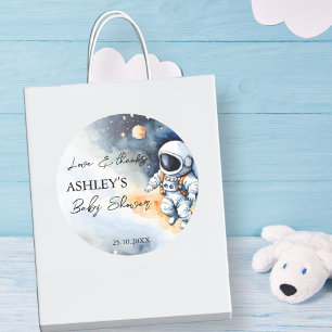 Buitenruimte astronaut baby shower dank u gunst ronde sticker