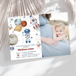 Buitenruimte Astronaut Boy Baby shower Foto Kaart