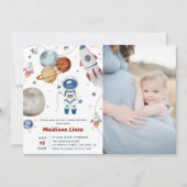 Buitenruimte Astronaut Boy Baby shower Foto Kaart (Voorkant)