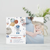 Buitenruimte Astronaut Boy Baby shower Foto Kaart (Staand voorkant)