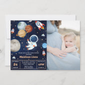 Buitenruimte Astronaut Boy Baby shower Party Kaart (Voorkant)