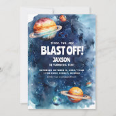 Buitenruimte Astronaut Kinderen Verjaardagsfeest U Kaart (Voorkant)