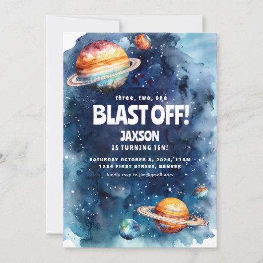 Buitenruimte Astronaut Kinderen Verjaardagsfeest U Kaart (Voorkant)