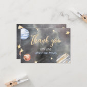 Buitenruimte-Baby shower - Hartelijk dank Kaart (Voorkant / Achterkant in situ)