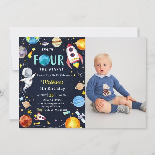 Buitenruimte Bereik VIER de sterren 4e verjaardag  Kaart (Voorkant)