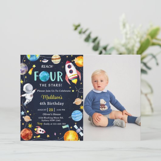 Buitenruimte Bereik VIER de sterren 4e verjaardag  Kaart (Staand voorkant)