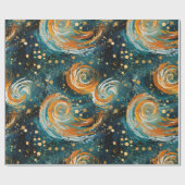 Buitenruimte Blauw en Sinaasappel Abstract Modern Cadeaupapier (Vlak)