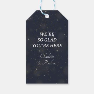 Buitenruimte, blauw, sciencefiction cadeaulabel