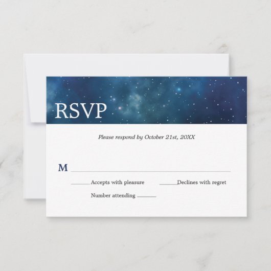 Buitenruimte Constellatie Galaxy Bar Mitzvah RSVP (Voorkant)