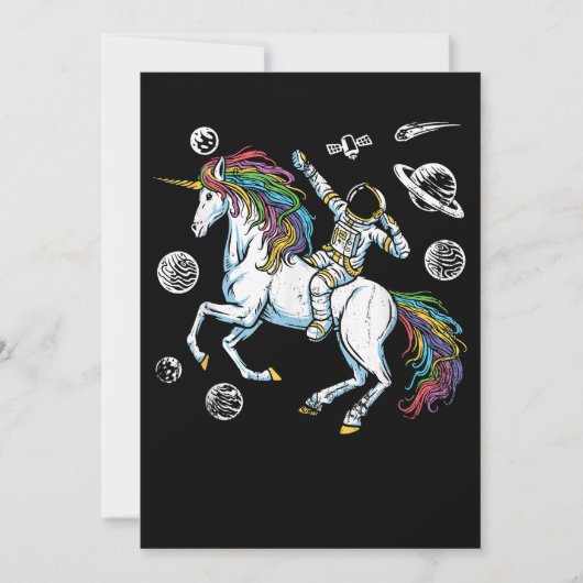 Buitenruimte Cosmonaut Fantasy Animal Unicorn Gift Save The Date (Voorkant)