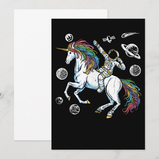 Buitenruimte Cosmonaut Fantasy Animal Unicorn Gift Save The Date (Voorkant / Achterkant)