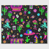 buitenruimte disco alien ufo kosmische saloon cadeaupapier (Vlak)