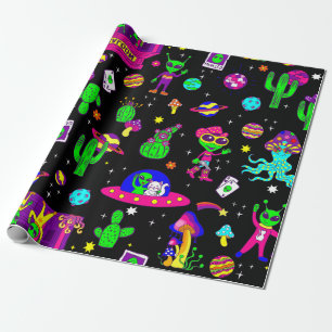 buitenruimte disco alien ufo kosmische saloon cadeaupapier