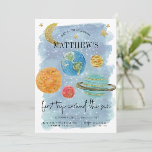 Buitenruimte eerste verjaardag kaart (Staand voorkant)