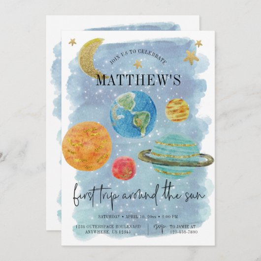 Buitenruimte eerste verjaardag kaart (Voorkant / Achterkant)