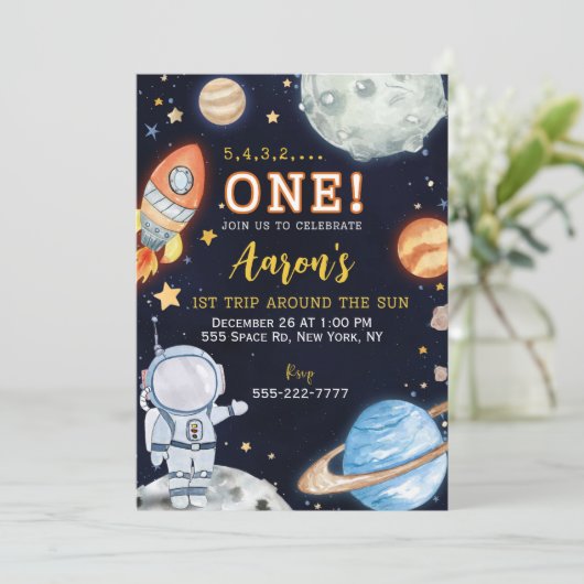 Buitenruimte eerste verjaardag kaart (Staand voorkant)