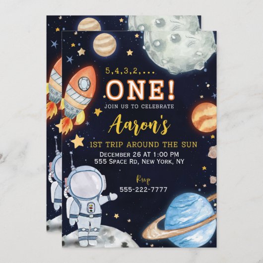 Buitenruimte eerste verjaardag kaart (Voorkant / Achterkant)