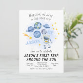 Buitenruimte Eerste verjaardag Uitnodiging Galaxyr (Staand voorkant)