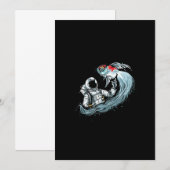 Buitenruimte en astronaut met hand getrokken goude save the date (Voorkant / Achterkant)
