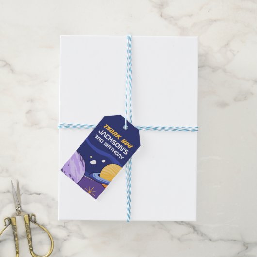 Buitenruimte en planeten Kinderen op zaterdag Cadeaulabel (Met Touw)