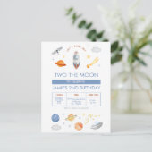 Buitenruimte Feestje Astronaut 2de Verjaardag Briefkaart (Staand voorkant)