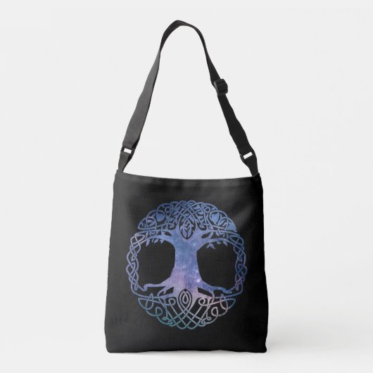 Buitenruimte Galaxy Keltische Boom van het Leven Crossbody Tas (Achterkant)
