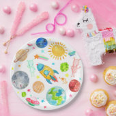 Buitenruimte Galaxy Planet Rocketship Alien Stars Papieren Bordje (Feest)