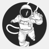  buitenruimte grappige astronaut ronde sticker (Voorkant)