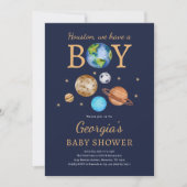 Buitenruimte 'Houston we have a boy' Baby shower Kaart (Voorkant)