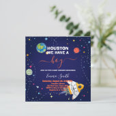 Buitenruimte Houston We Hebben Eeen Jongens Babyfe Kaart (Staand voorkant)