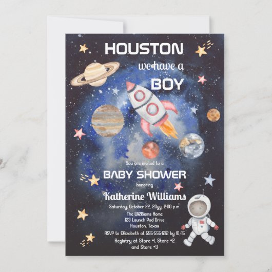 Buitenruimte Houston We hebben een Baby shower van Kaart (Voorkant)