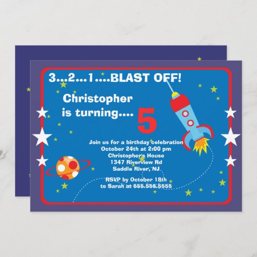 Buitenruimte Kinderen Verjaardag Uitnodiging (Voorkant / Achterkant)