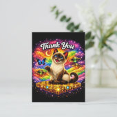 Buitenruimte Kosmische Regenboog Siamese Kat Dank  Briefkaart (Staand voorkant)