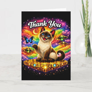Buitenruimte Kosmische Regenboog Siamese Kat Dank Kaart