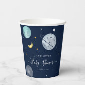 Buitenruimte Marine Blauw Modern Baby shower Papieren Bekers (Achterkant)