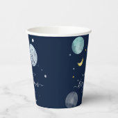 Buitenruimte Marine Blauw Modern Baby shower Papieren Bekers (Links)