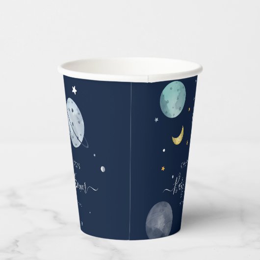 Buitenruimte Marine Blauw Modern Baby shower Papieren Bekers (Rechts)