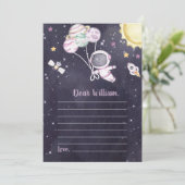 Buitenruimte Meisje Baby shower Galaxy Baby Kaart (Staand voorkant)