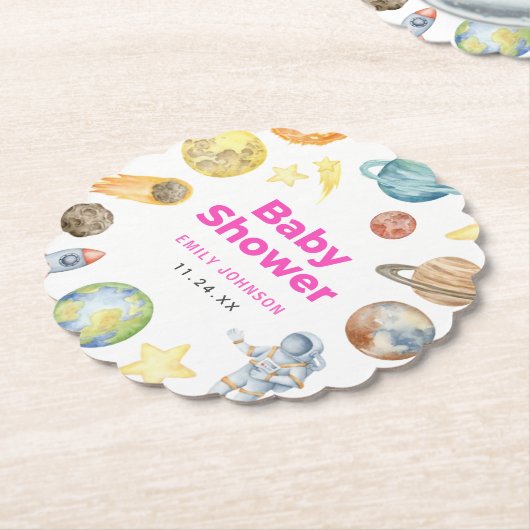 Buitenruimte Meisje Baby shower Kartonnen Onderzetters (Gekanteld)